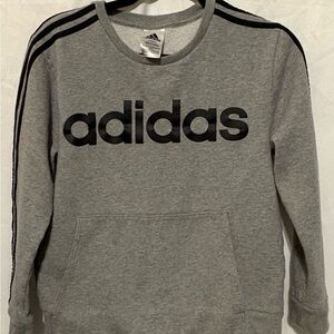 adidas Gray Sweatshirt with Black Logo & Stripes